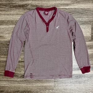 LRG Burgundy and white striped long sleeve shirt Sz Small